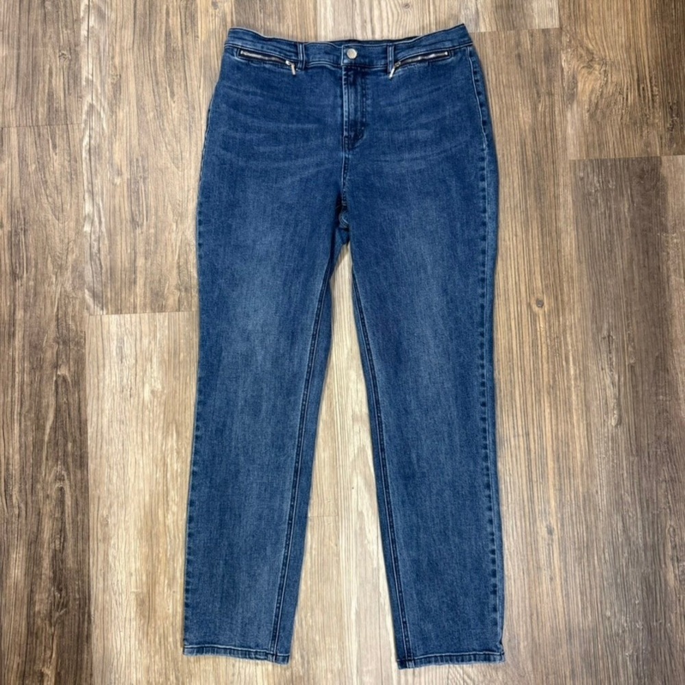 J.McLaughlin Women Medium Wash High Rise Straight Leg Zipper Pocket Jeans 10